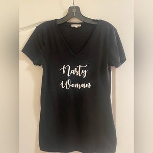 EUC Zenana Outfitters “nasty woman” captioned medium size black tee